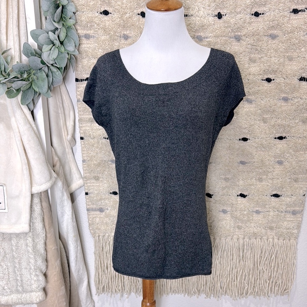INC International Concepts Dark Gray scoop neck Short Sleeve Top size m
